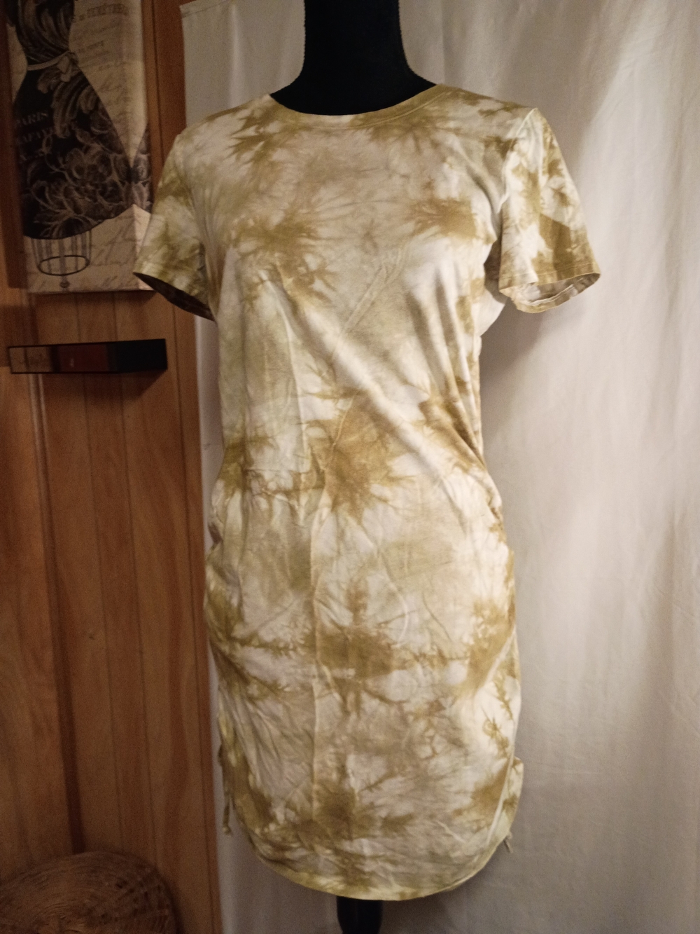 PINK Victoria's Secret Olive Tie-Dye Short Sleeve Dress